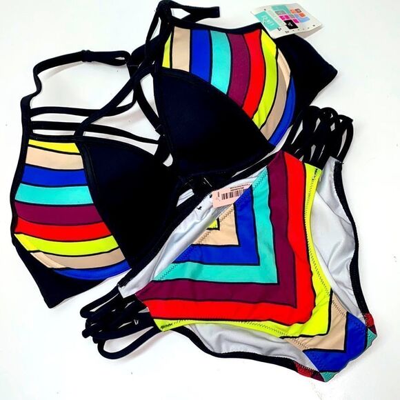 🔥VICTORIA SECRET PINK SWIMSUIT top pushup Large A-C bottom Small  New - Picture 1 of 7